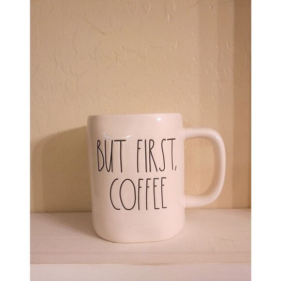 Rae Dunn  BUT FIRST COFFEE white coffee cup - Picture 3 of 12